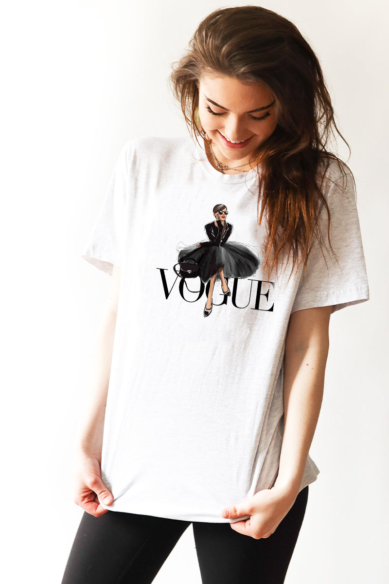 NOW-FW0398 FASHION GIRL GRAPHIC WOMEN TEE