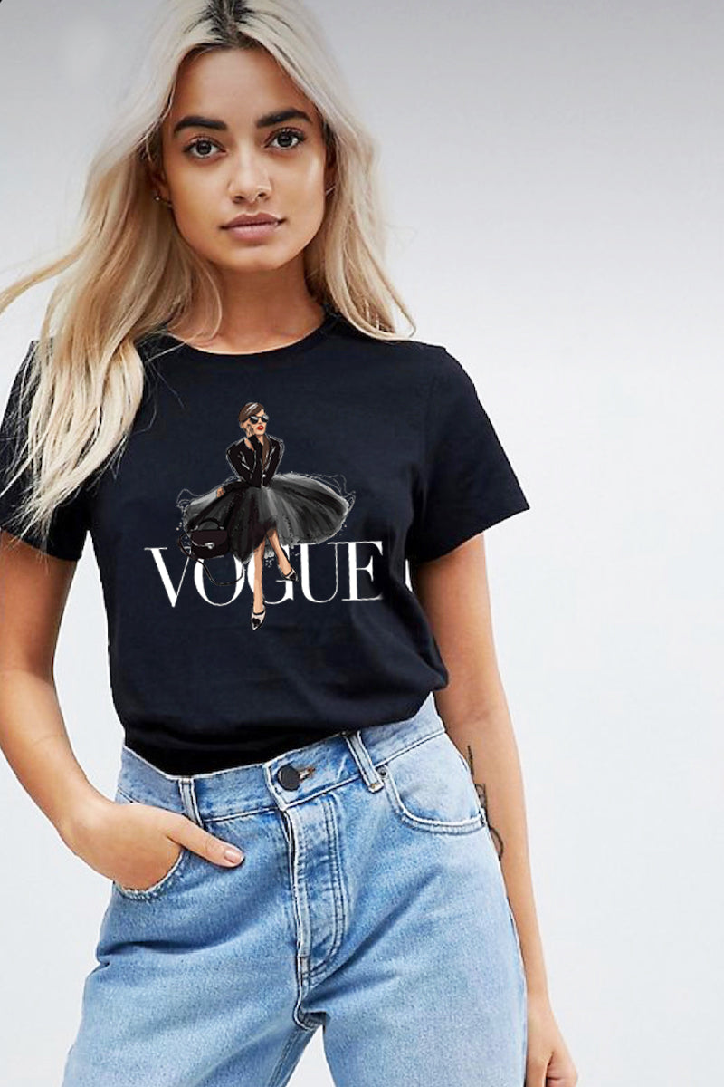 NOW-FW0398 FASHION GIRL GRAPHIC WOMEN TEE